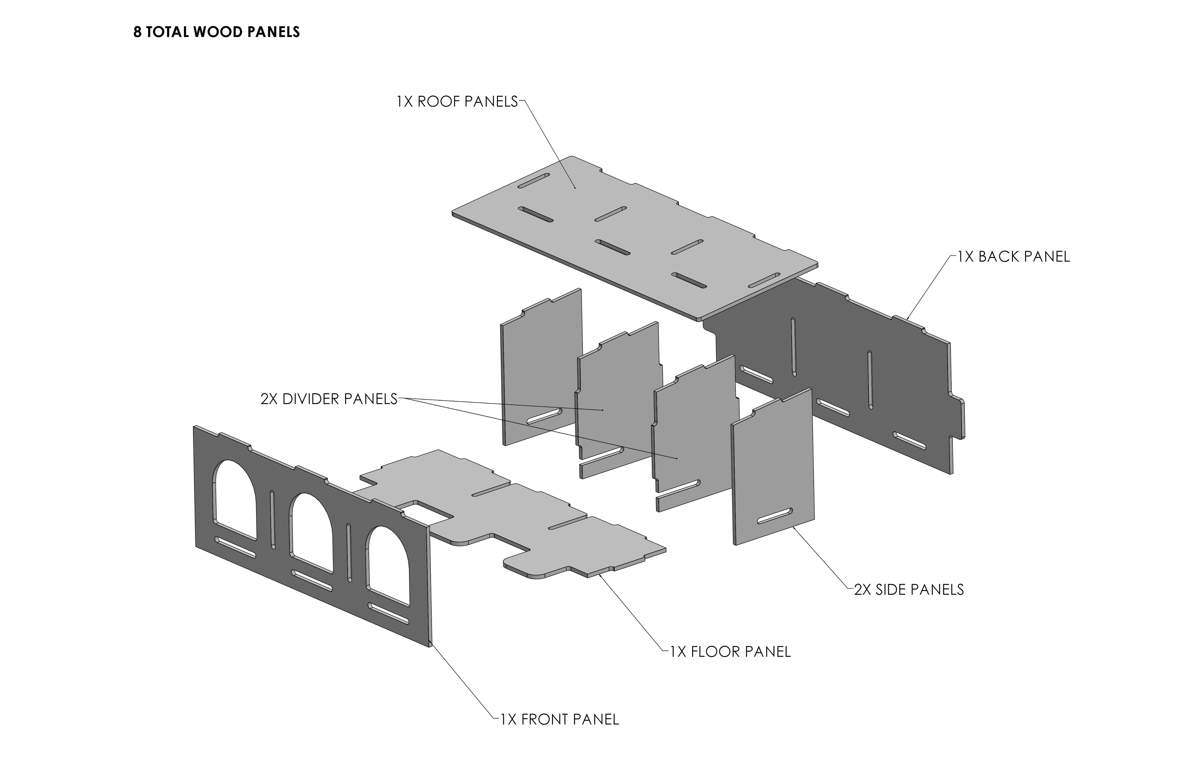 3-Hole Slant Roof Pigeon Nesting Box Kit
