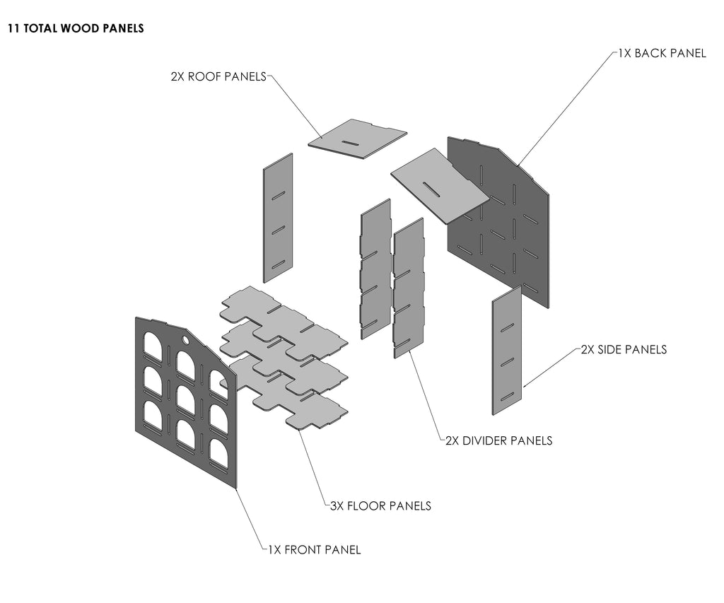 9-hole gable roof pigeon nesting box, full loft box view