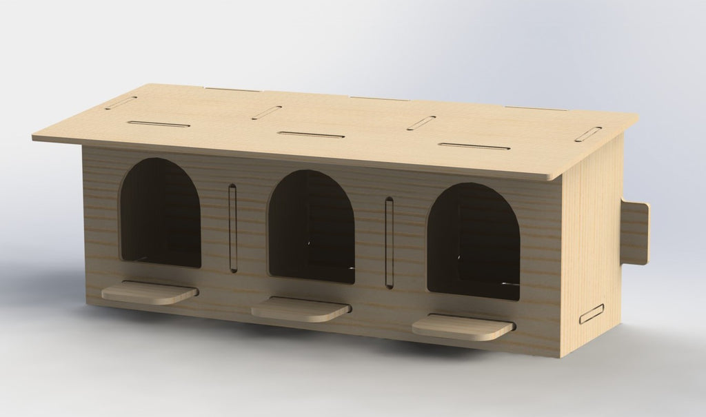3-Hole Slant Roof Pigeon Nesting Box Kit