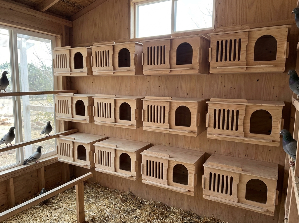 Pigeon Nesting House kit - 1 Hole with door- Slant Roof
