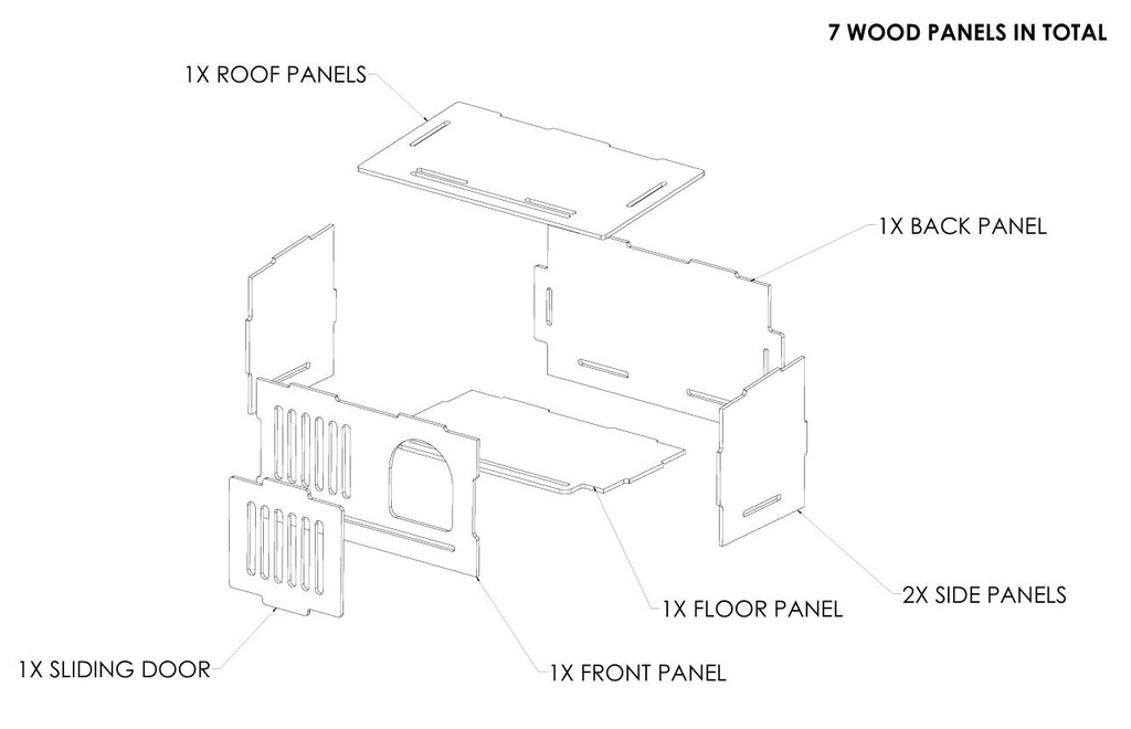 Pigeon Nesting House kit - 1 Hole with door- Slant Roof