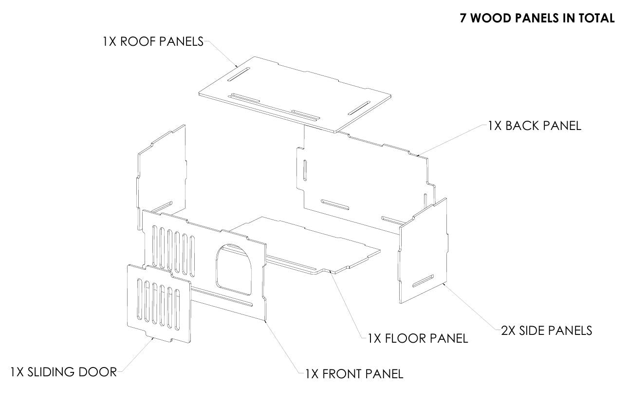 Pigeon Nesting House kit - 1 Hole with door- Slant Roof
